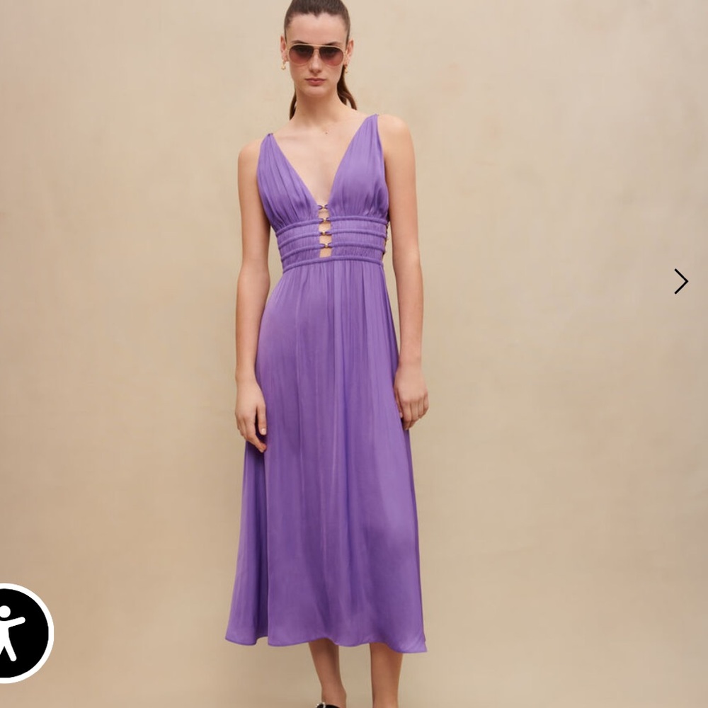 Maje Purple Plunging Midi Dress